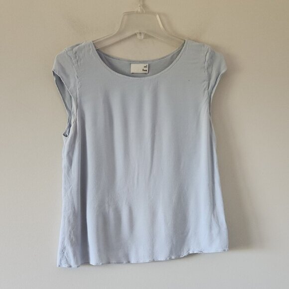 ARITZIA | WILFRED blouse Top Short Sleeve In Baby Blue Sz MEDIUM - Picture 1 of 6